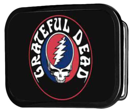 Grateful Dead Text w/Steal Your Face FCG - Black Rock Star Buckle Belt Buckles Grateful Dead   