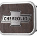 Chevy Bowtie Framed Marquetry Black Walnut/Metal - Matte Rock Star Buckle Belt Buckles GM General Motors   