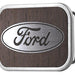 Ford Oval Framed Marquetry Black Walnut/Metal - Matte Rock Star Buckle Belt Buckles Ford   