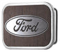Ford Oval Framed Marquetry Black Walnut/Metal - Matte Rock Star Buckle Belt Buckles Ford   