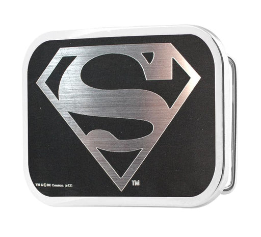 Superman Framed Reverse Brushed Silver - Chrome Rock Star Buckle Belt Buckles DC Comics   