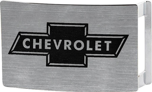 Chevy Bowtie Rock Star Buckle - Brushed Silver/Black Belt Buckles GM General Motors   