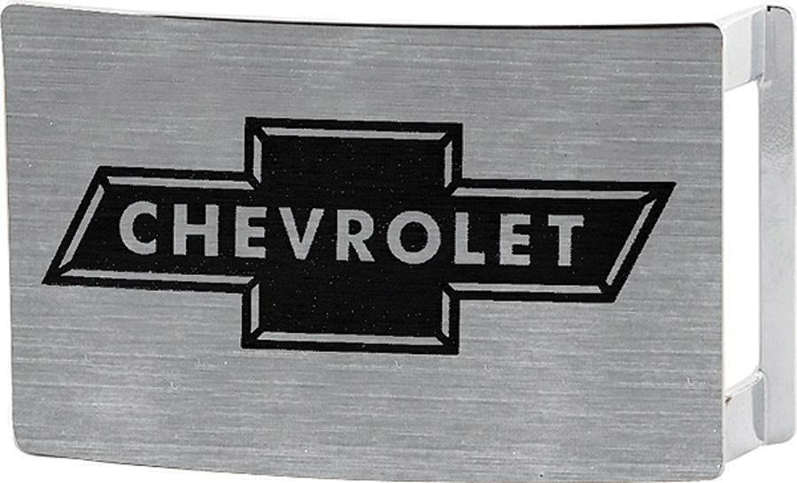 Chevy Bowtie Rock Star Buckle - Brushed Silver/Black Belt Buckles GM General Motors   