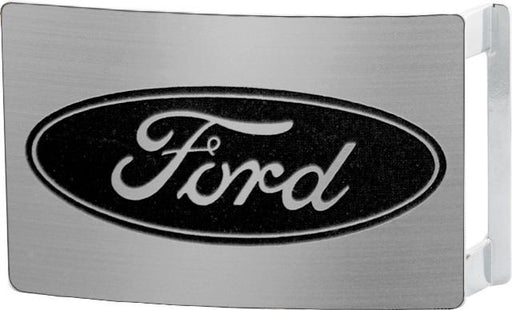 Ford Oval Rock Star Buckle - Brushed Silver/Black Belt Buckles Ford   