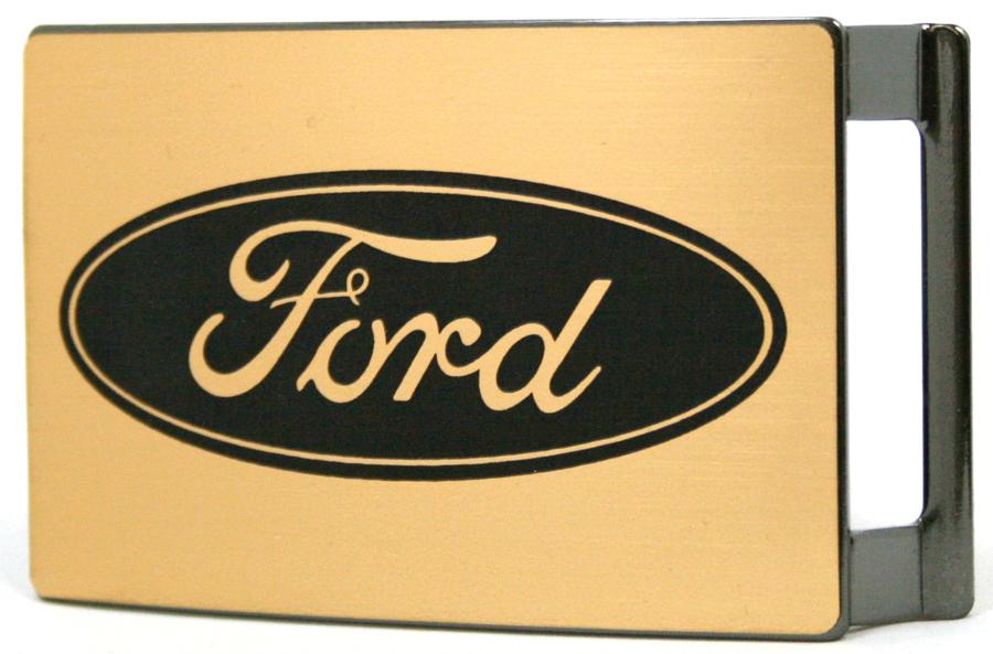 Ford Oval Rock Star Buckle - Brushed Gold/Black Belt Buckles Ford   