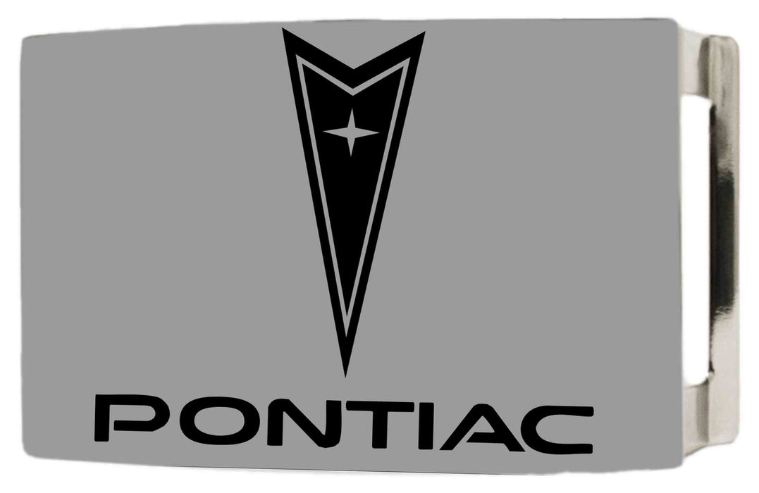 Pontiac Rock Star Buckle - Brushed Silver/Black Belt Buckles GM General Motors   