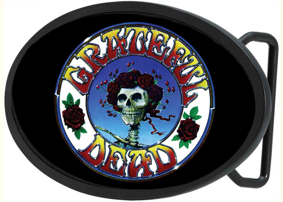 Skull & Roses Circle FCG Black/Color - Black Oval Rock Star Buckle Belt Buckles Grateful Dead   
