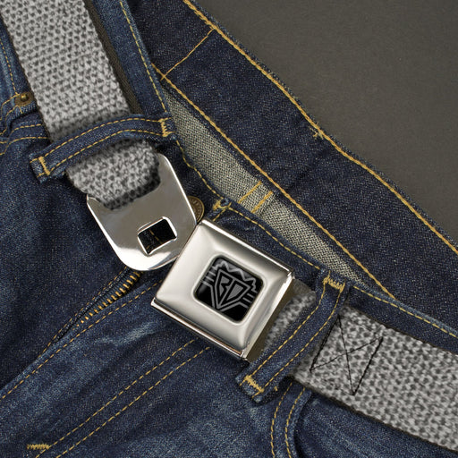 BD Wings Logo CLOSE-UP Black/Silver Seatbelt Belt - Metallic Silver Webbing Seatbelt Belts Buckle-Down   