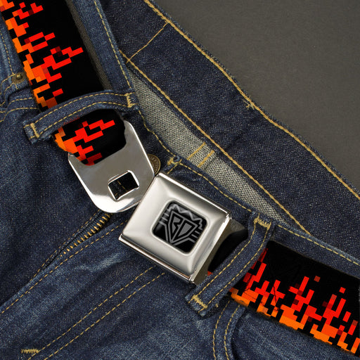 BD Wings Logo CLOSE-UP Black/Silver Seatbelt Belt - 8-Bit Pixel Flames Black/Oranges/Reds Webbing Seatbelt Belts Buckle-Down   