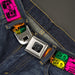 BD Wings Logo CLOSE-UP Black/Silver Seatbelt Belt - Cassette Tapes Black/Multi Neon Webbing Seatbelt Belts Buckle-Down   