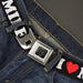 BD Wings Logo CLOSE-UP Black/Silver Seatbelt Belt - I "HEART" MILFS Black/White/Red Webbing Seatbelt Belts Buckle-Down   