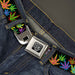 Seatbelt Belt - Multi Marijuana Leaves Black/Multi Color Seatbelt Belts Buckle-Down   