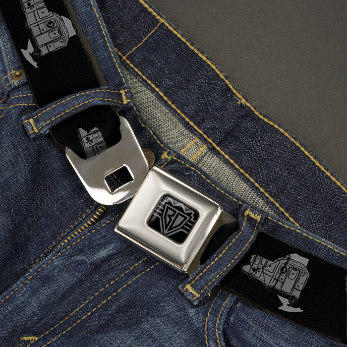 BD Wings Logo CLOSE-UP Black/Silver Seatbelt Belt - New York State/Subway Train Black/Gray Webbing Seatbelt Belts Buckle-Down   