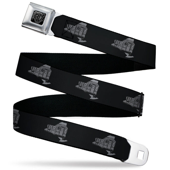 BD Wings Logo CLOSE-UP Black/Silver Seatbelt Belt - New York State/Subway Train Black/Gray Webbing Seatbelt Belts Buckle-Down   