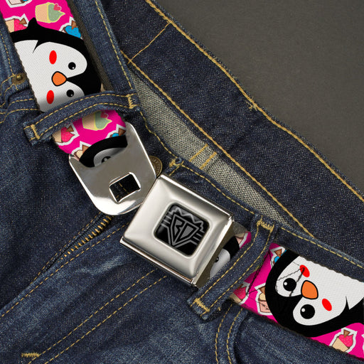 BD Wings Logo CLOSE-UP Black/Silver Seatbelt Belt - Penguins w/Cupcakes Fuchsia/Purple/White Webbing Seatbelt Belts Buckle-Down   