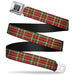 BD Wings Logo CLOSE-UP Full Color Black Silver Seatbelt Belt - Tartan Plaid Red/Green Webbing Seatbelt Belts Buckle-Down   