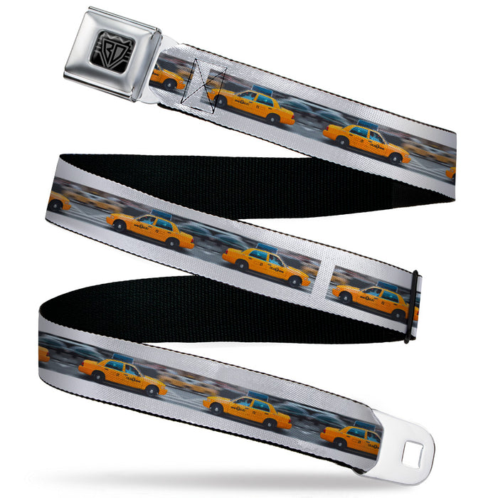 BD Wings Logo CLOSE-UP Black/Silver Seatbelt Belt - Vivid NYC Taxi Cab Street Scene Webbing Seatbelt Belts Buckle-Down   