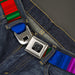 BD Wings Logo CLOSE-UP Black/Silver Seatbelt Belt - Zarape8 Vertical Multi Color Stripe Webbing Seatbelt Belts Buckle-Down   