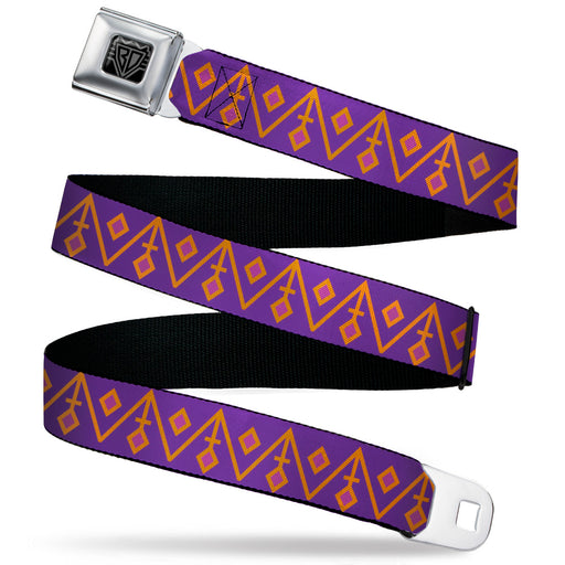 BD Wings Logo CLOSE-UP Black/Silver Seatbelt Belt - Aztec22 Purple/Orange/Pink Webbing Seatbelt Belts Buckle-Down   