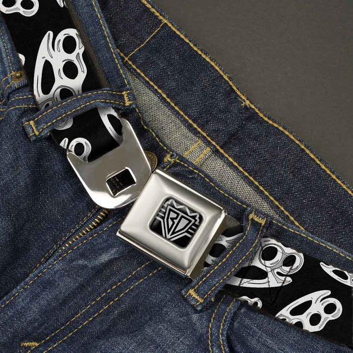 Brass Knuckle Styled Belt Buckle with Prong Attachment - Black
