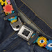 BD Wings Logo CLOSE-UP Black/Silver Seatbelt Belt - Funky Eye Flowers Black/Multi Color Webbing Seatbelt Belts Buckle-Down   