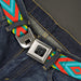 BD Wings Logo CLOSE-UP Black/Silver Seatbelt Belt - Geometric Diamonds Turquoise Blues/Orange/Yellow Webbing Seatbelt Belts Buckle-Down   