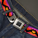 BD Wings Logo CLOSE-UP Black/Silver Seatbelt Belt - Hand Heart Silhouette Ombre Purples/Orange/Pinks Webbing Seatbelt Belts Buckle-Down   