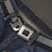 BD Wings Logo CLOSE-UP Black/Silver Seatbelt Belt - Hash Mark Stripe Black/White Webbing Seatbelt Belts Buckle-Down   