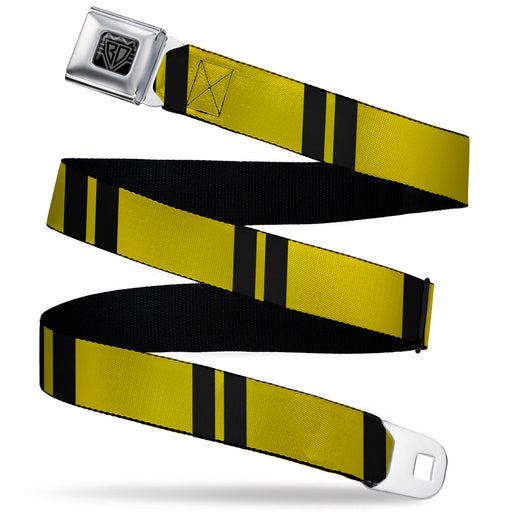 BD Wings Logo CLOSE-UP Black/Silver Seatbelt Belt - Hash Mark Stripe Double Gold/Black Webbing Seatbelt Belts Buckle-Down   