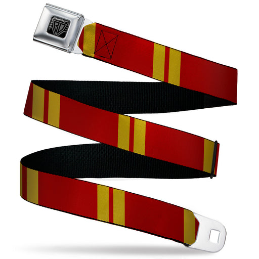 BD Wings Logo CLOSE-UP Black/Silver Seatbelt Belt - Hash Mark Stripe Double Maroon/Gold Webbing Seatbelt Belts Buckle-Down   