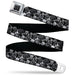 BD Wings Logo CLOSE-UP Black/Silver Seatbelt Belt - Multi Top Skulls Stacked Blak/Gray/White Webbing Seatbelt Belts Buckle-Down   