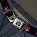 Seatbelt Belt - Marijuana Leaf Repeat Black/Pink Seatbelt Belts Buckle-Down   
