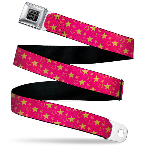 BD Wings Logo CLOSE-UP Black/Silver Seatbelt Belt - Mini Star Assortment Hot Pink/Pinks/Yellow Webbing Seatbelt Belts Buckle-Down   