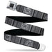 BD Wings Logo CLOSE-UP Black/Silver Seatbelt Belt - Native American Skull w/CLOSE-UP Black/Grays/White Webbing Seatbelt Belts Buckle-Down   