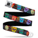 BD Wings Logo CLOSE-UP Black/Silver Seatbelt Belt - Painted Sugar Skulls & Flowers Collage Webbing Seatbelt Belts Buckle-Down   