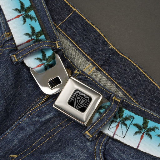 BD Wings Logo CLOSE-UP Black/Silver Seatbelt Belt - Palm Tree Skyline Webbing Seatbelt Belts Buckle-Down   