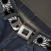 BD Wings Logo CLOSE-UP Black/Silver Seatbelt Belt - Pinwheel Black/White Webbing Seatbelt Belts Buckle-Down   