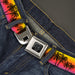 BD Wings Logo CLOSE-UP Black/Silver Seatbelt Belt - Palm Trees Sunset Fade/Black Webbing Seatbelt Belts Buckle-Down   