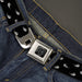 BD Wings Logo CLOSE-UP Black/Silver Seatbelt Belt - Paisley Buta Ornament Black/White Webbing Seatbelt Belts Buckle-Down   