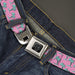 BD Wings Logo CLOSE-UP Black/Silver Seatbelt Belt - Palm Trees Silhouette Monogram Pink/Turquoise Webbing Seatbelt Belts Buckle-Down   
