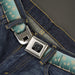 BD Wings Logo CLOSE-UP Black/Silver Seatbelt Belt - Palm Treeline Silhouette Aqua Fade/Tan Webbing Seatbelt Belts Buckle-Down   