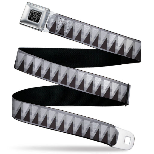 BD Wings Logo CLOSE-UP Black/Silver Seatbelt Belt - Peaks/Stripes Grays/White/Black Webbing Seatbelt Belts Buckle-Down   