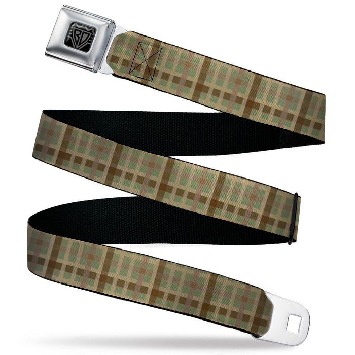 BD Wings Logo CLOSE-UP Black/Silver Seatbelt Belt - Plaid4 Mint Green/Tans/Brown Webbing Seatbelt Belts Buckle-Down   