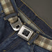 BD Wings Logo CLOSE-UP Black/Silver Seatbelt Belt - Plaid7 Tonal Tans Webbing Seatbelt Belts Buckle-Down   