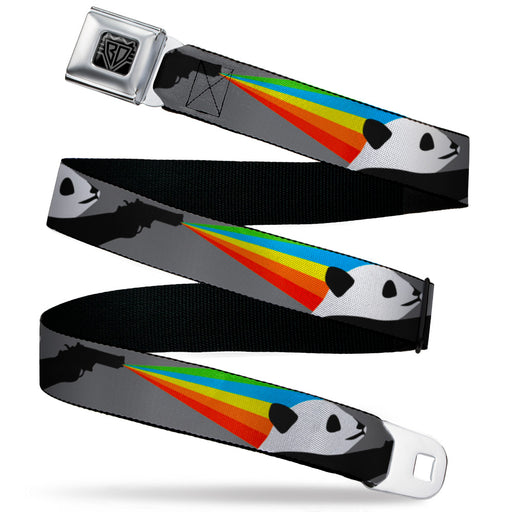 BD Wings Logo CLOSE-UP Black/Silver Seatbelt Belt - Panda Shooting Rainbow Rays Gray/Black/White/Mutli Color Webbing Seatbelt Belts Buckle-Down   