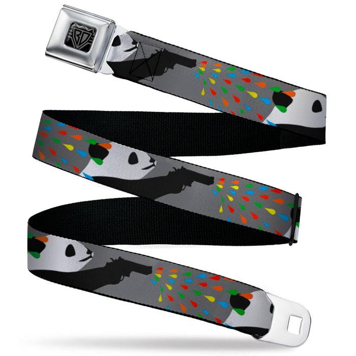 BD Wings Logo CLOSE-UP Black/Silver Seatbelt Belt - Panda Shooting Drops Gray/Black/White/Mutli Color Webbing Seatbelt Belts Buckle-Down   