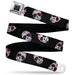 BD Wings Logo CLOSE-UP Black/Silver Seatbelt Belt - Staggered Sugar Skulls Black/White/Pink Webbing Seatbelt Belts Buckle-Down   