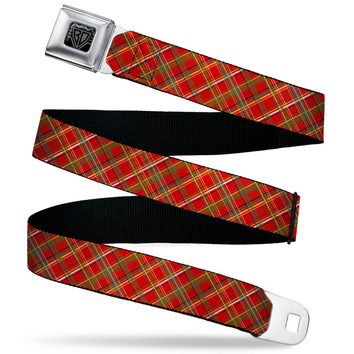 BD Wings Logo CLOSE-UP Black/Silver Seatbelt Belt - Tartan Plaid2 Red/Green/Yellow Webbing Seatbelt Belts Buckle-Down   