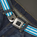 BD Wings Logo CLOSE-UP Black/Silver Seatbelt Belt - Triple Stripe White/Blue Webbing Seatbelt Belts Buckle-Down   