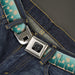 BD Wings Logo CLOSE-UP Black/Silver Seatbelt Belt - Track Weave Turquoise Blues/Black Webbing Seatbelt Belts Buckle-Down   